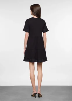 Abito corto a balze in costina di cotone stretch donna