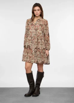 Abito corto crepe a balze donna