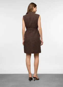 Abito corto fitted doppiopetto misto lino donna