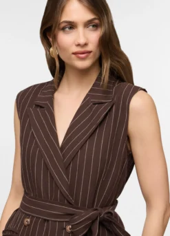 Abito corto fitted doppiopetto misto lino donna