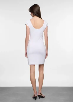 Abito corto fitted in jersey di cotone stretch donna