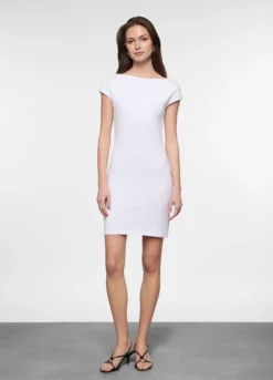 Abito corto fitted in jersey di cotone stretch donna