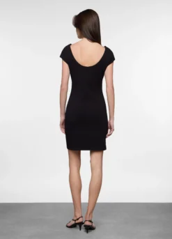 Abito corto fitted in jersey di cotone stretch donna