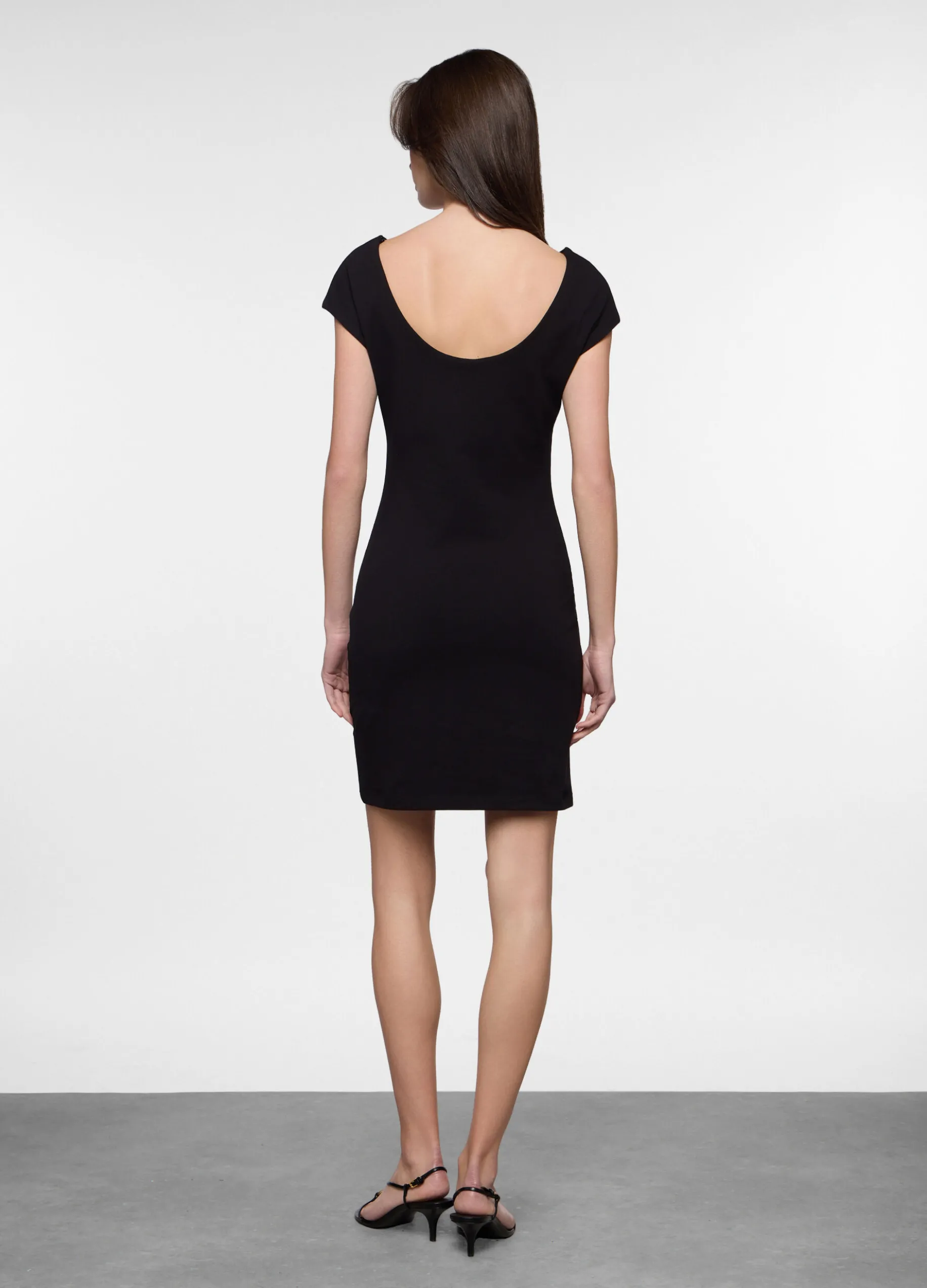 Abito corto fitted in jersey di cotone stretch donna