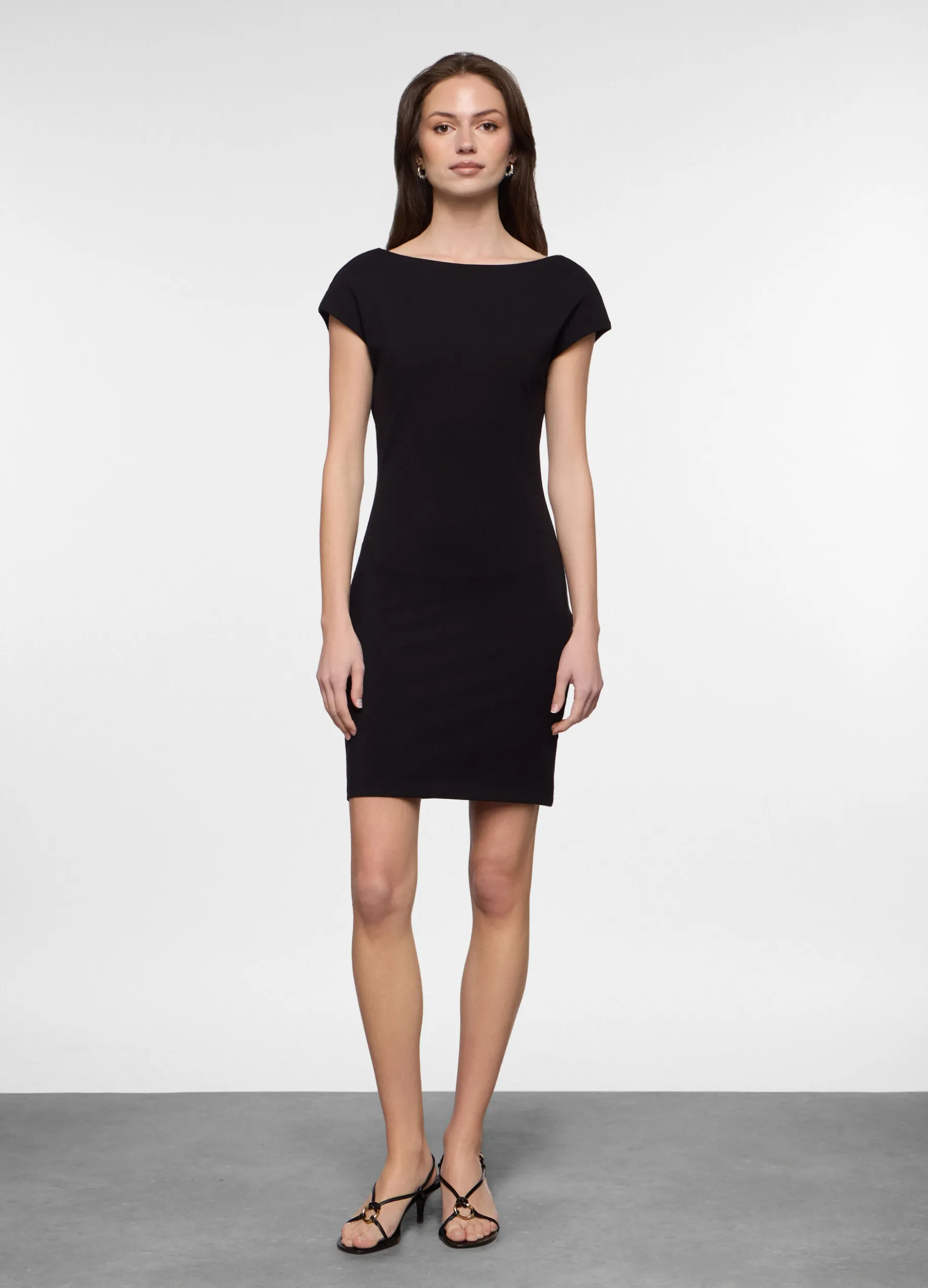 Abito corto fitted in jersey di cotone stretch donna
