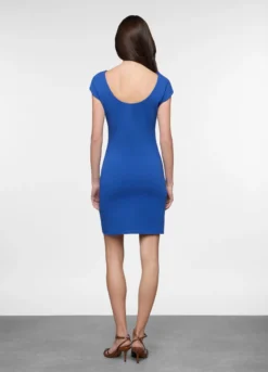 Abito corto fitted in jersey di cotone stretch donna