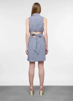 Abito corto fitted in popeline di puro cotone donna