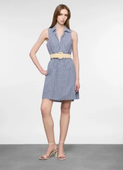 Abito corto fitted in popeline di puro cotone donna