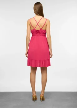 Abito corto fitted in pura viscosa crepe donna
