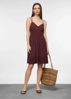 Abito corto fitted in pura viscosa crepe donna