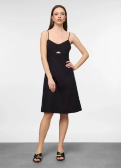 Abito corto fitted misto lino donna