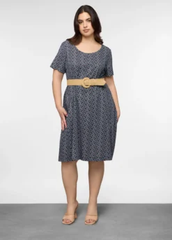 Abito corto girocollo in jersey di puro cotone donna curvy