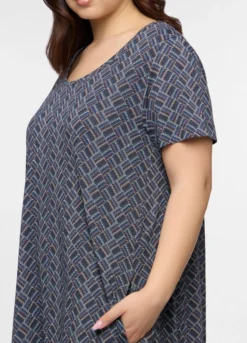 Abito corto girocollo in jersey di puro cotone donna curvy