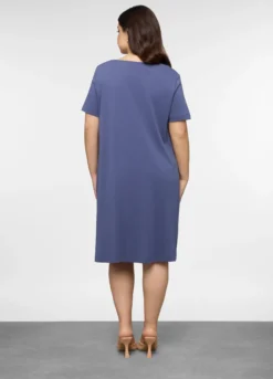 Abito corto girocollo in jersey di puro cotone donna curvy