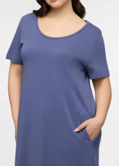 Abito corto girocollo in jersey di puro cotone donna curvy