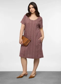 Abito corto girocollo in jersey di puro cotone donna curvy