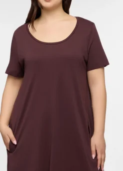 Abito corto girocollo in jersey di puro cotone donna curvy