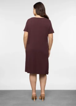 Abito corto girocollo in jersey di puro cotone donna curvy
