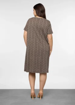 Abito corto girocollo in jersey di puro cotone donna curvy