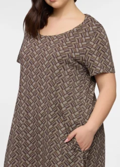 Abito corto girocollo in jersey di puro cotone donna curvy