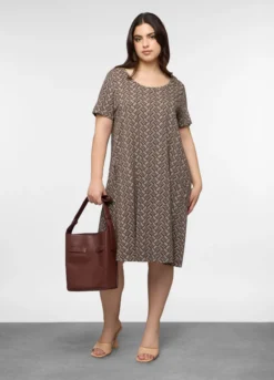 Abito corto girocollo in jersey di puro cotone donna curvy