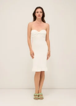 Abito corto in costina di cotone stretch donna