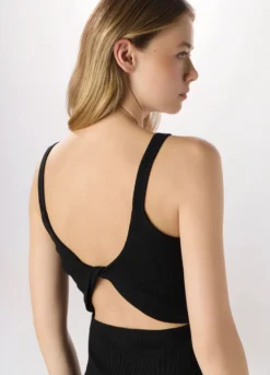 Abito corto in costina di misto cotone stretch donna