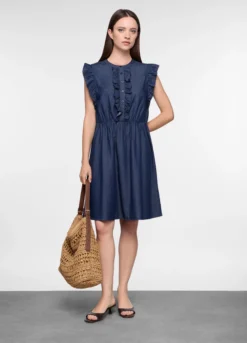 Abito corto in denim di puro cotone donna