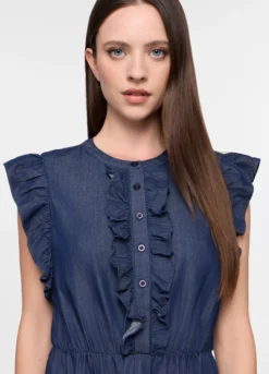 Abito corto in denim di puro cotone donna