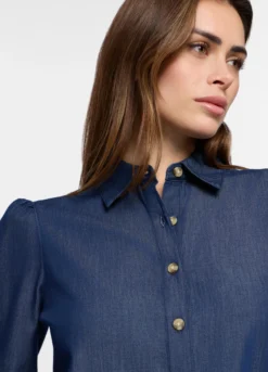 Abito corto in denim di puro cotone donna