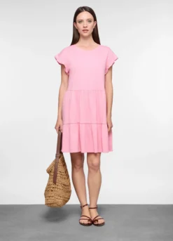 Abito corto in jersey di puro lino donna
