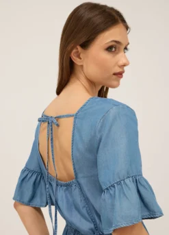 Abito corto in pura lyocell donna
