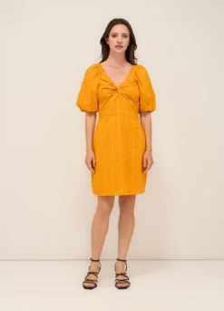 Abito corto in puro cotone sangallo donna