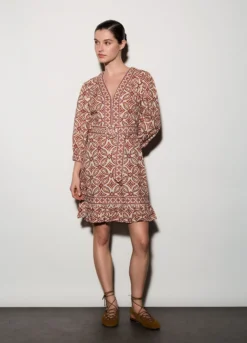 Abito corto misto lino donna