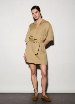 Abito corto misto lino donna