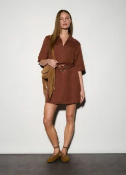Abito corto misto lino donna