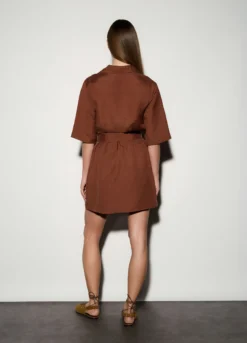 Abito corto misto lino donna