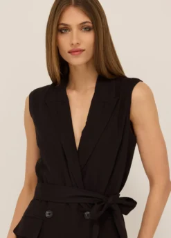 Abito corto misto lino donna