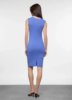 Abito corto slim fit in costina di cotone stretch donna