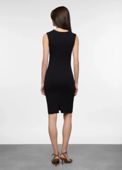 Abito corto slim fit in costina di cotone stretch donna