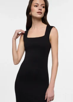 Abito corto slim fit in costina di cotone stretch donna