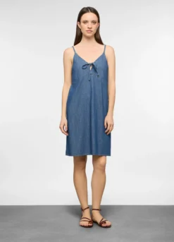 Abito fit Regular con spalline sottili e fiocchetto davanti in denim donna