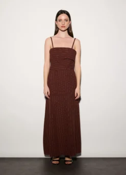 Abito gessato misto lino donna