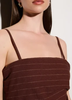 Abito gessato misto lino donna