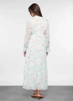 Abito lungo a balze in chiffon donna