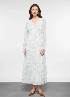 Abito lungo a balze in chiffon donna