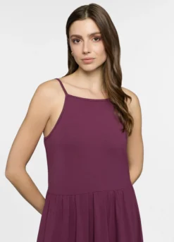 Abito lungo a balze in jersey stretch donna