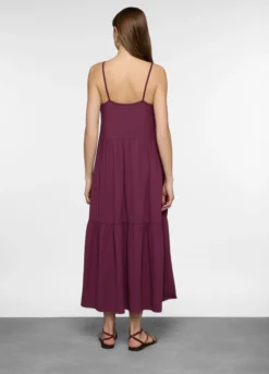 Abito lungo a balze in jersey stretch donna