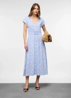 Abito lungo a balze stretch donna