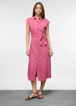 Abito lungo chemisier misto lino donna